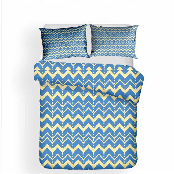 Blue Chevron Duvet Cover Personality Geometric Stripe Series Etsy