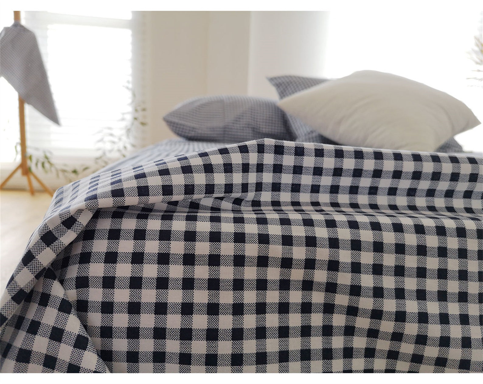 Classic Navy Blue Gingham Duvet Cover Navy Lattice Duvet Etsy