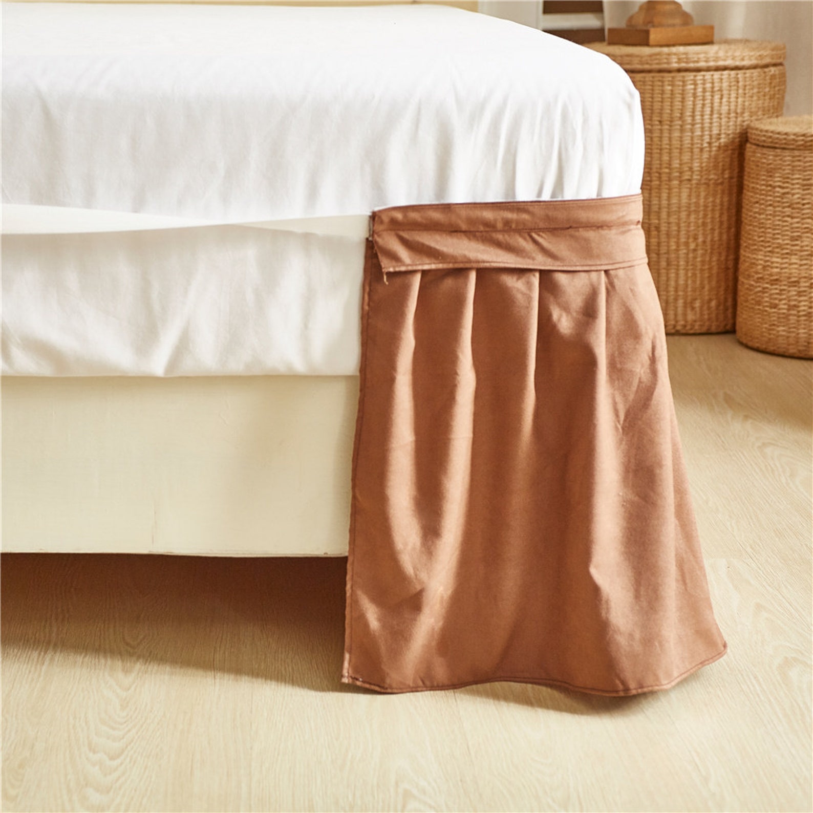 Chocolate Brown Bed skirt Shabby Chic Bedding Natural Colors Etsy