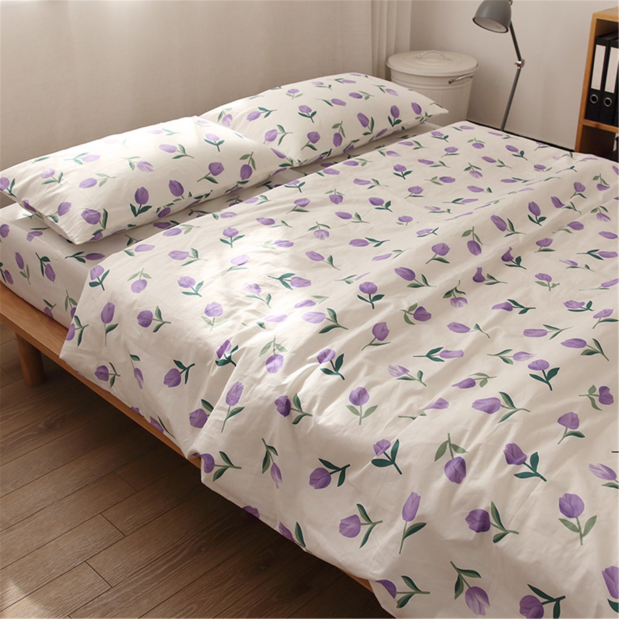 Purple Tulip Bedding Sets Flowers Patterns Duvet Cover Set Etsy