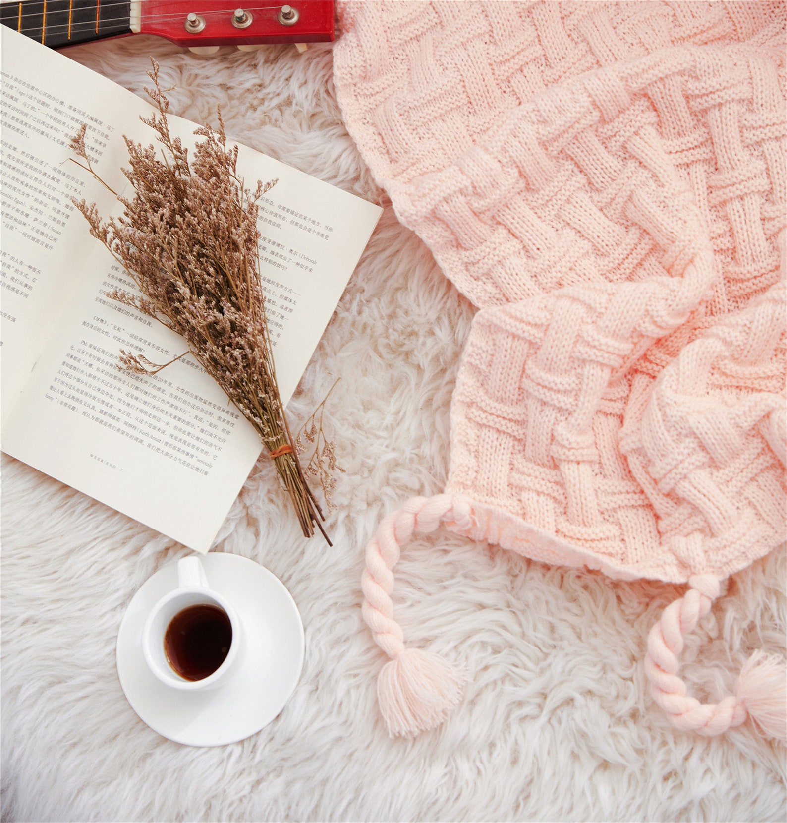 Light Pink Throw Blanket 51x63 Woven Tassel Etsy