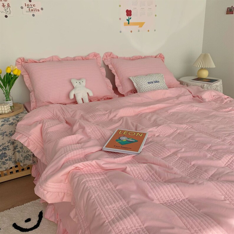 Summer Comforter Insert Purple/cream Yellow/gray/pink Quilts Etsy