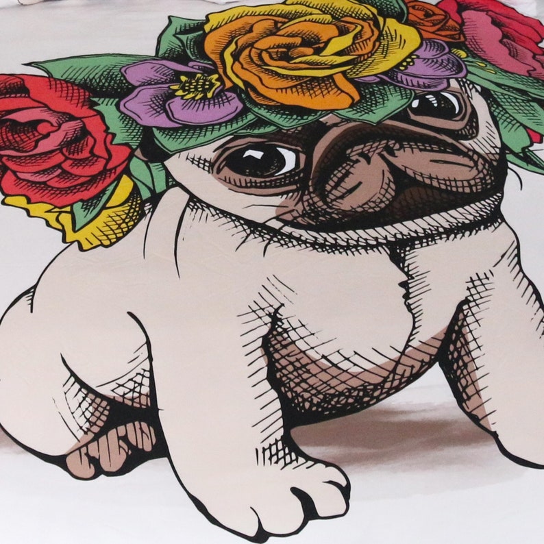 Personality High Quality Bedding Sets 3D Lovely Pug Duvet Cover with YKK Zipper 3 Piece Lightweight Kids Quilt Cover Set Bedroom Decoration