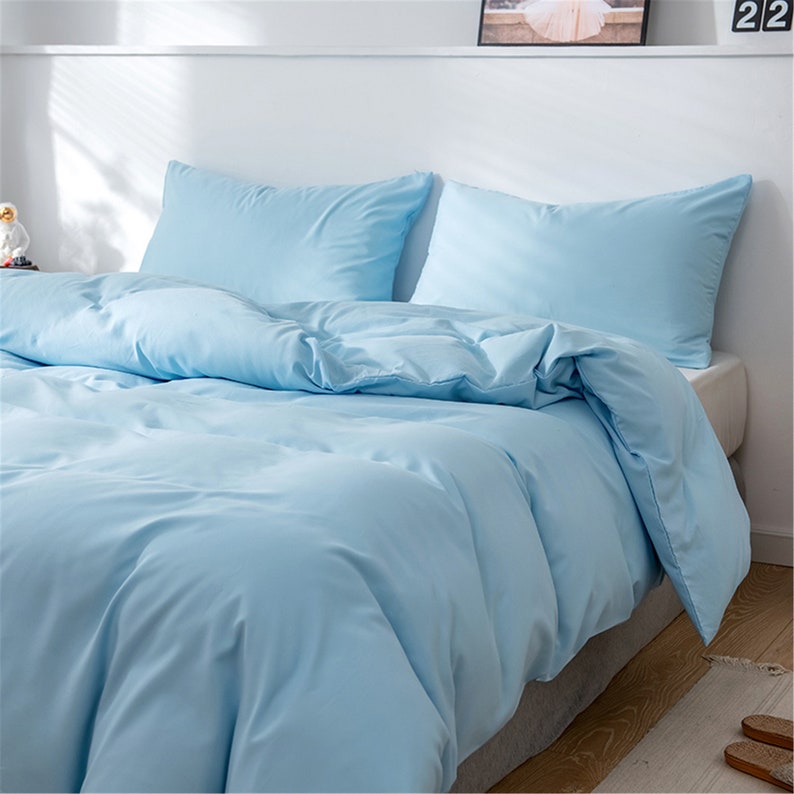 Baby Blue Autumn Winter 3 Piece Comforter Cover Set Duvet Etsy