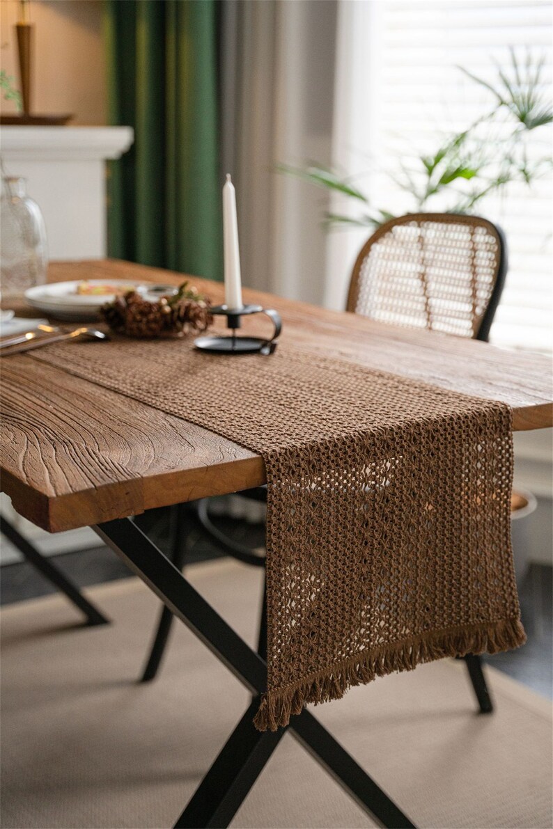 Coffee Table Runner With Tassels Cotton Table Runners Table Etsy