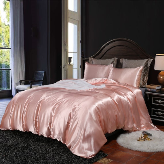 Pink Duvet Cover Silk Like Soft Silky Bright Comforter Cover Etsy