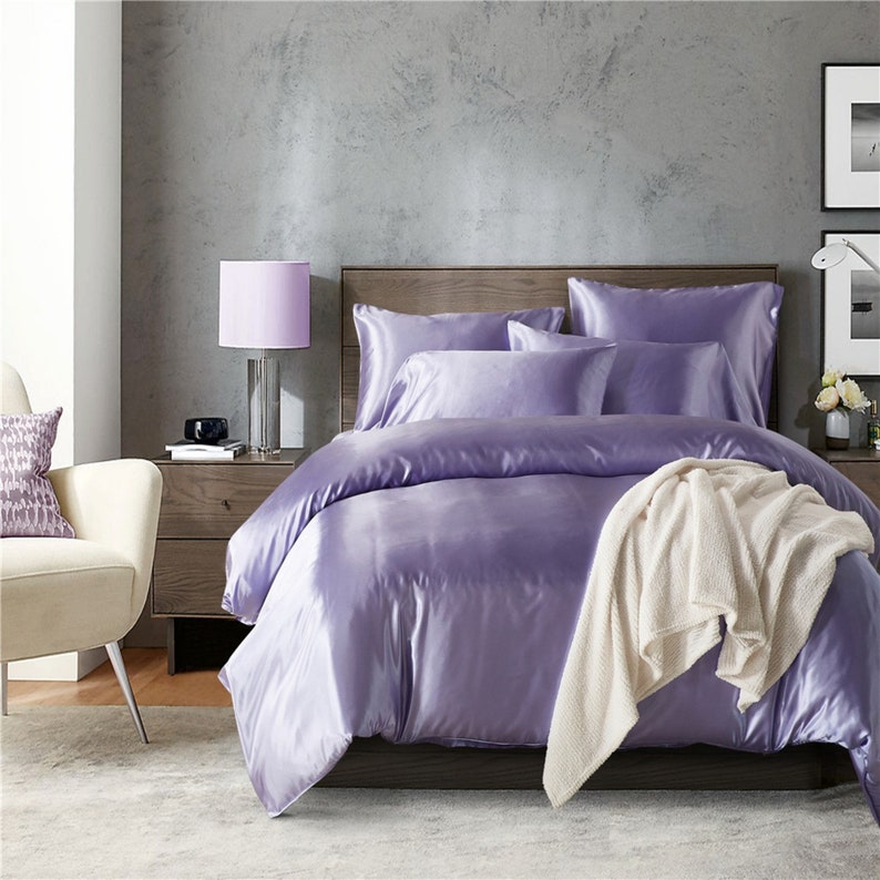 Violet Purple Silklike Duvet Cover Soft Silky Bright Quilt Etsy India