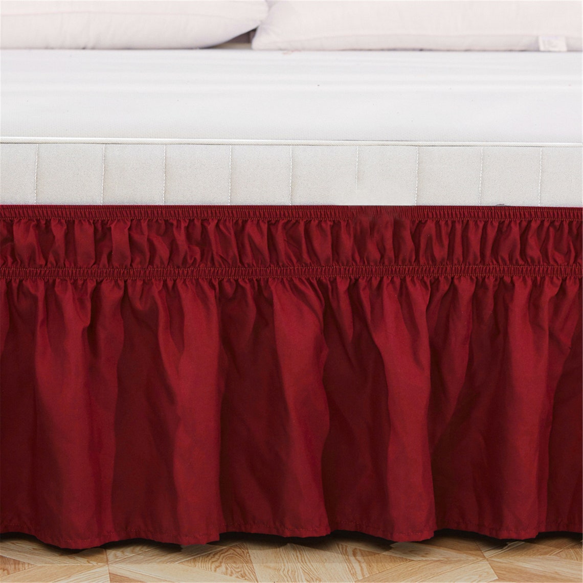 Wine Red Bed Skirt Shabby Chic Bedding Natural Colors Red Dust Etsy