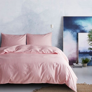 Rosa Stripe impresión 100% algodón edredón cubierta cómoda | Etsy