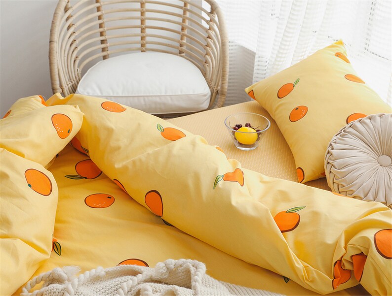 Yellow Duvet Cover Oranges Cotton Doona Cover Set GIRLS KIDS Etsy