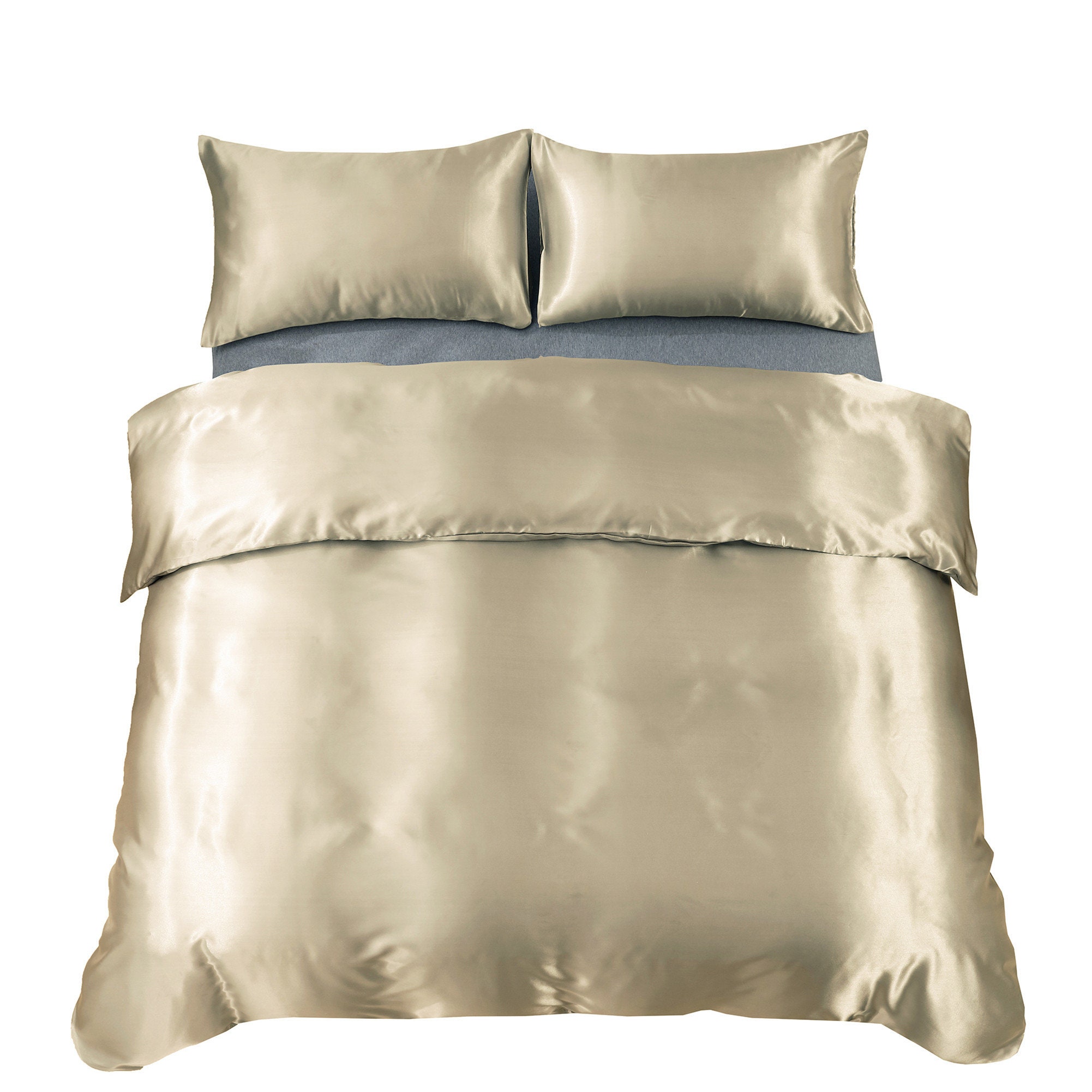 Light Camel Silky Summer Bedding Sets Duvet Cover Set Flat Etsy