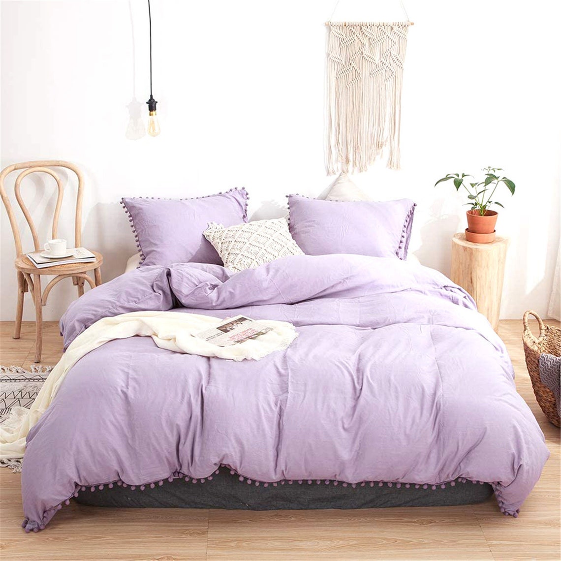 Violet Duvet Cover Pillow Cases Purple Comforter Cover Soft Etsy