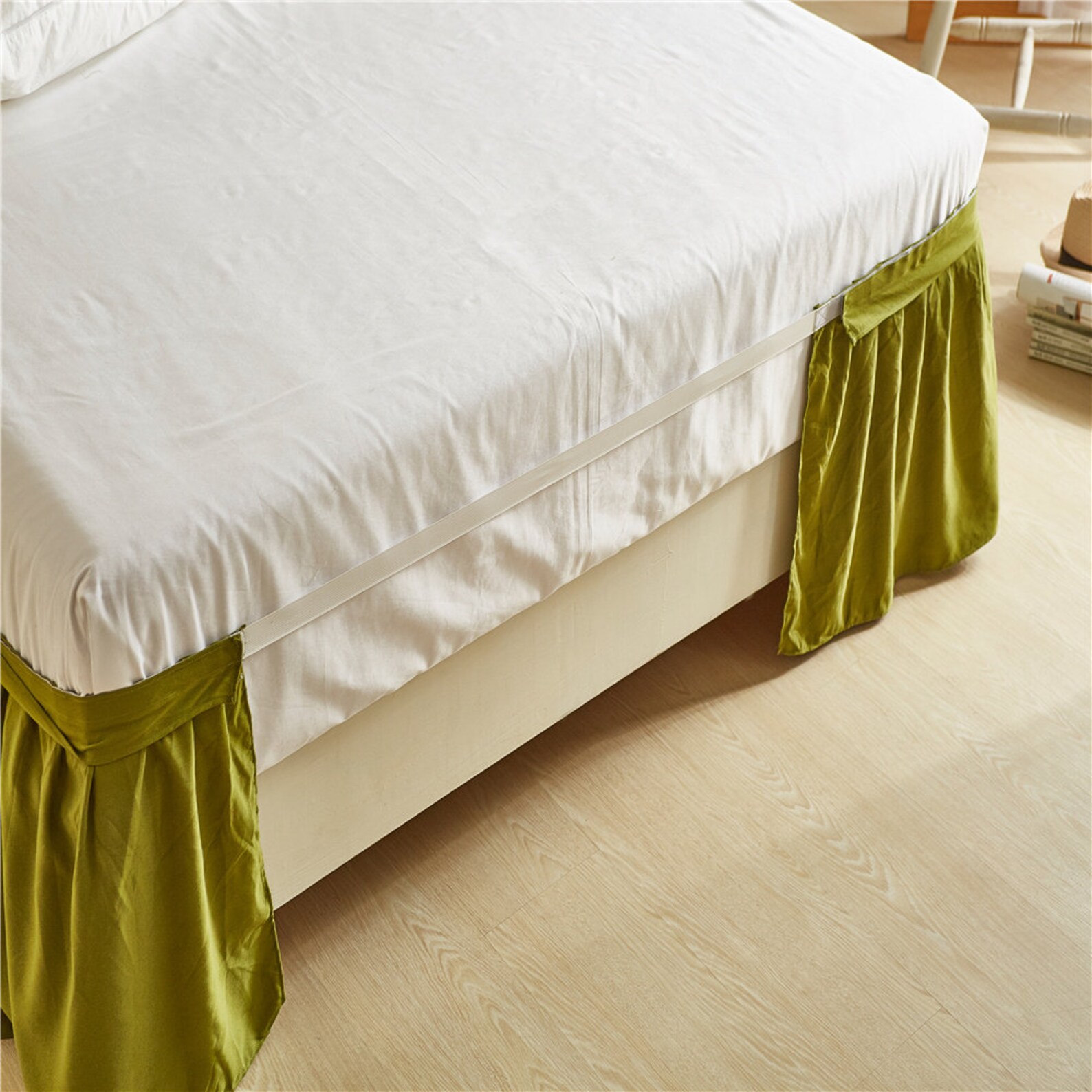 Olive Green Bed skirt Shabby Chic Bedding Natural Colors Etsy