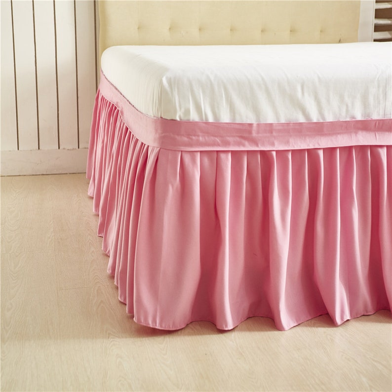 Rose Bloom Pink Bed Skirt Shabby Chic Bedding Natural Colors Etsy