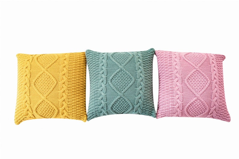 Vshaped Thick Wool Knitted Pillow Cover Knit Soft Home Etsy