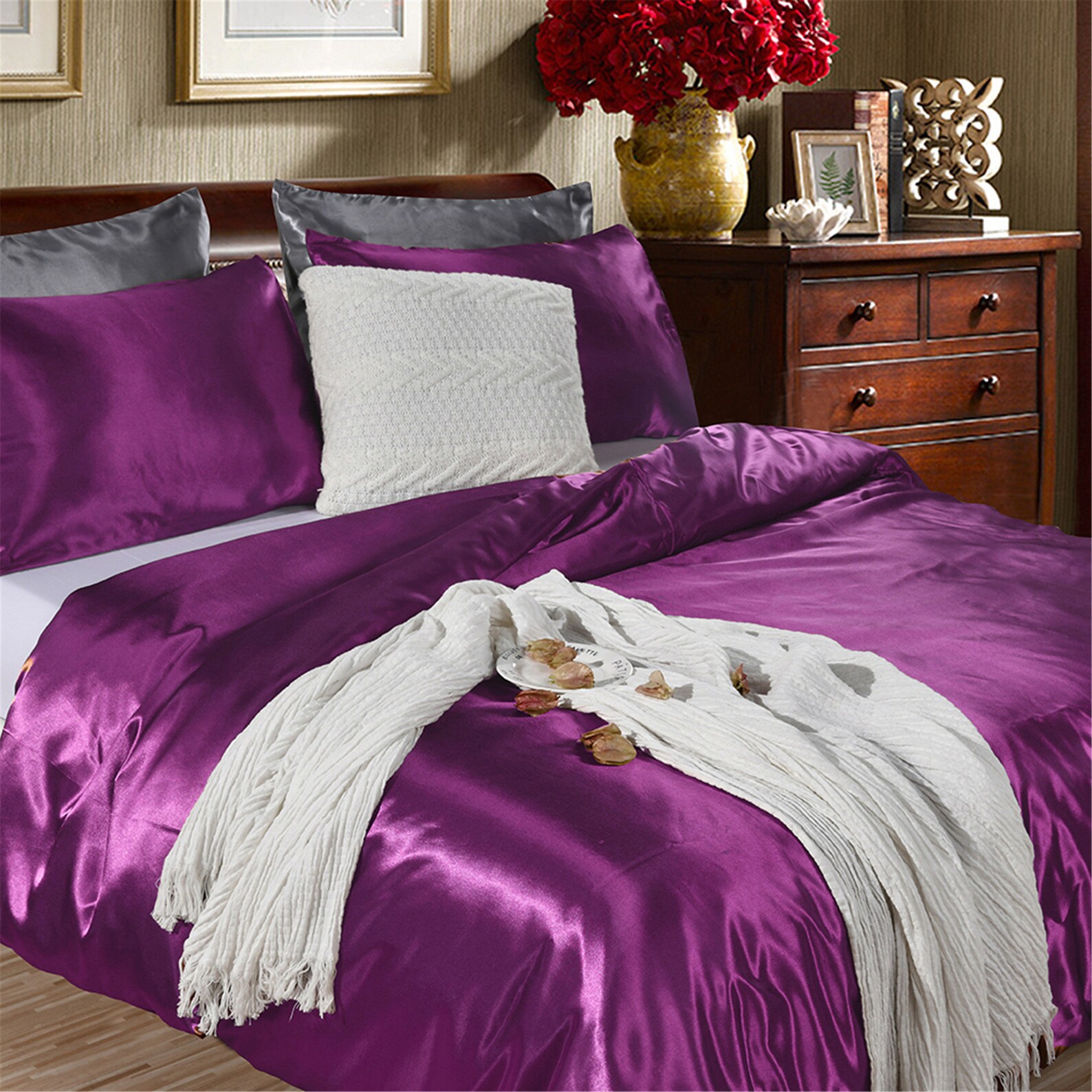 Royal Purple Duvet Cover Silklike Soft Silky Bright Etsy