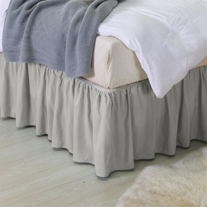 Light Gray Ruffle Bed Skirt US Twin Full Queen King Ruffled Etsy Canada