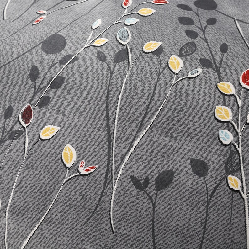 Beautiful Gray Leaves Duvet Cover Set Floral Pattern Warm Etsy