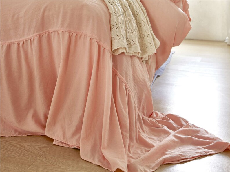 Soft Pink Imitation Linen Duvet Cover Comfortable Classic Etsy