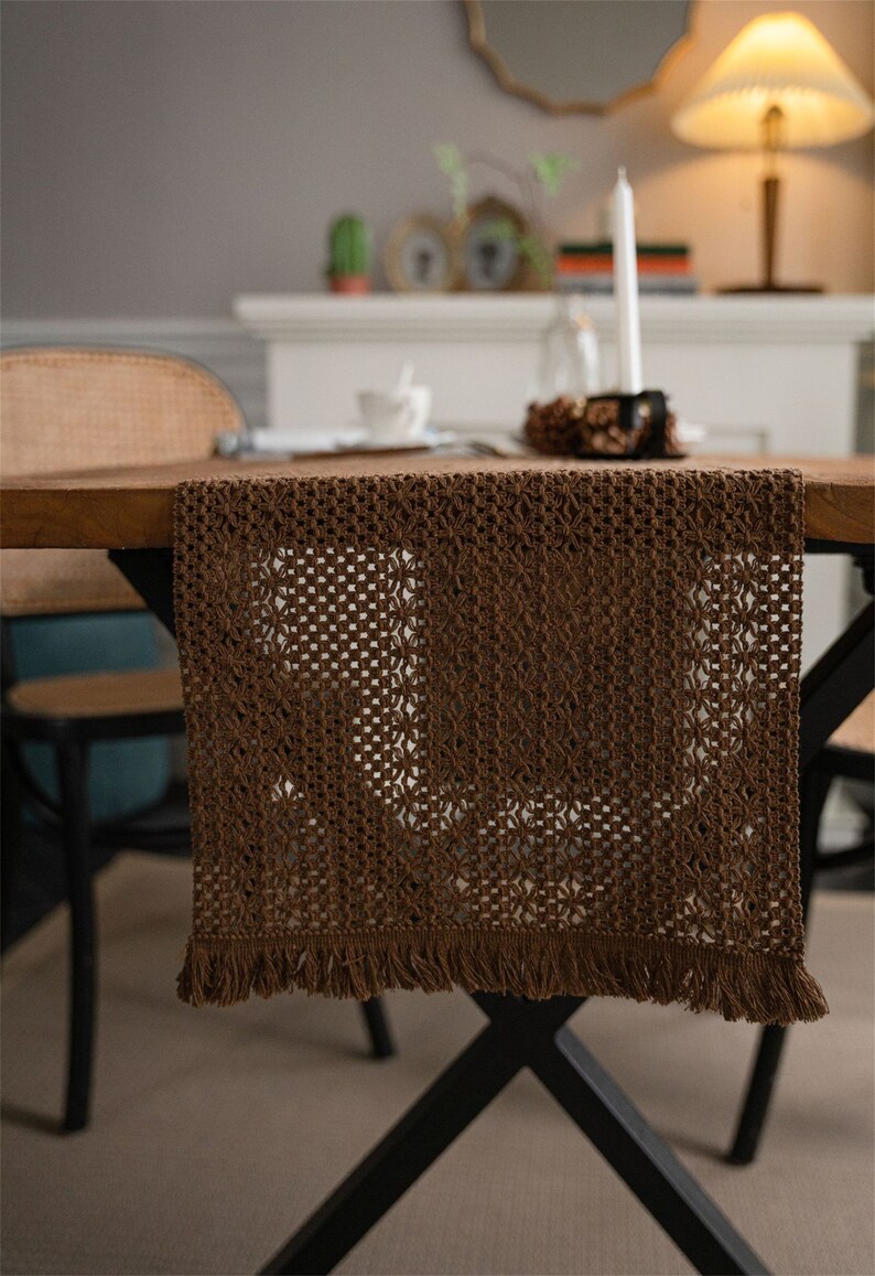 Coffee Table Runner With Tassels Cotton Table Runners Table Etsy