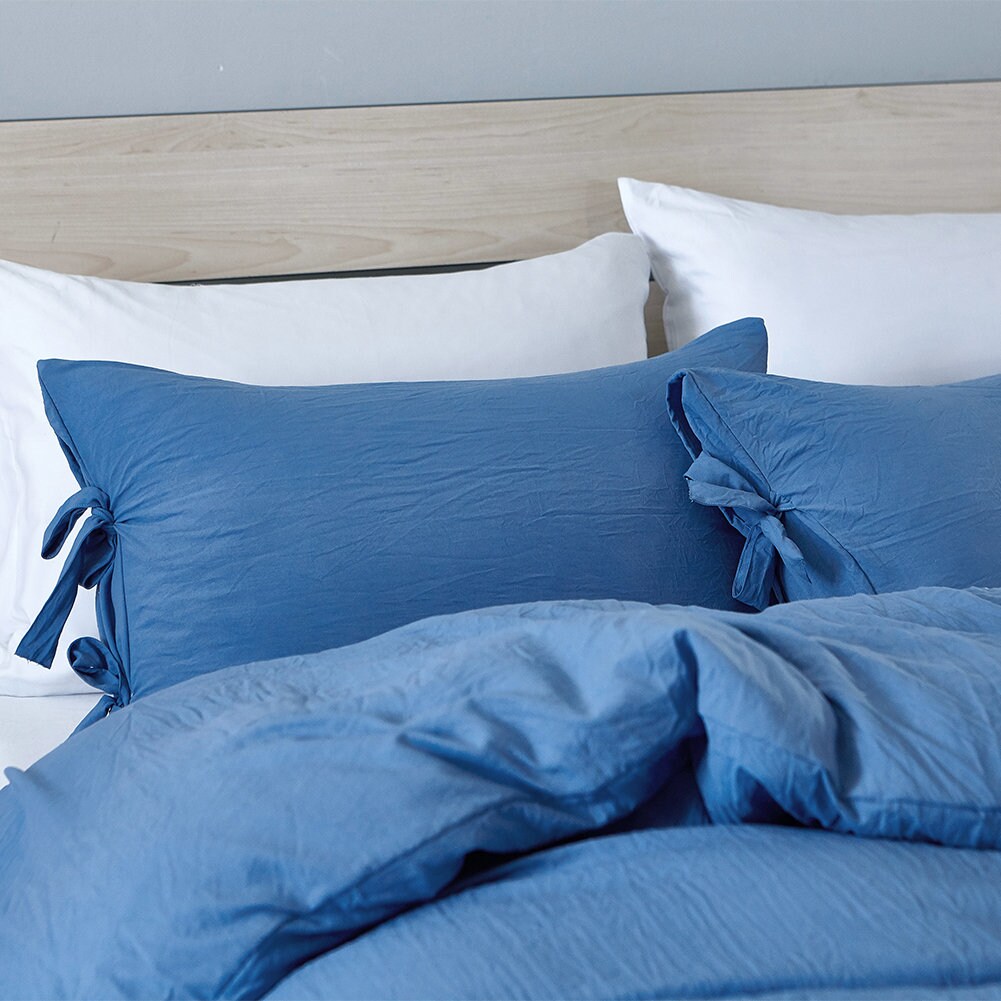 Ocean Blue Duvet Cover Solid Color Washed Cotton Comfortable Etsy