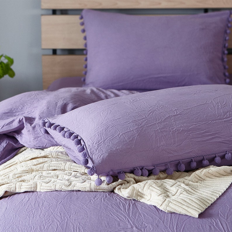 Natural Violet Duvet Cover Washed Comforter Cover Single Etsy