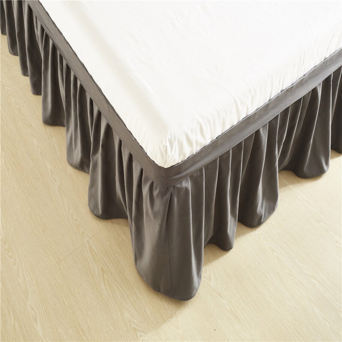 Dark Gray Bed Skirt Shabby Chic Bedding Natural Colors Bedding Etsy