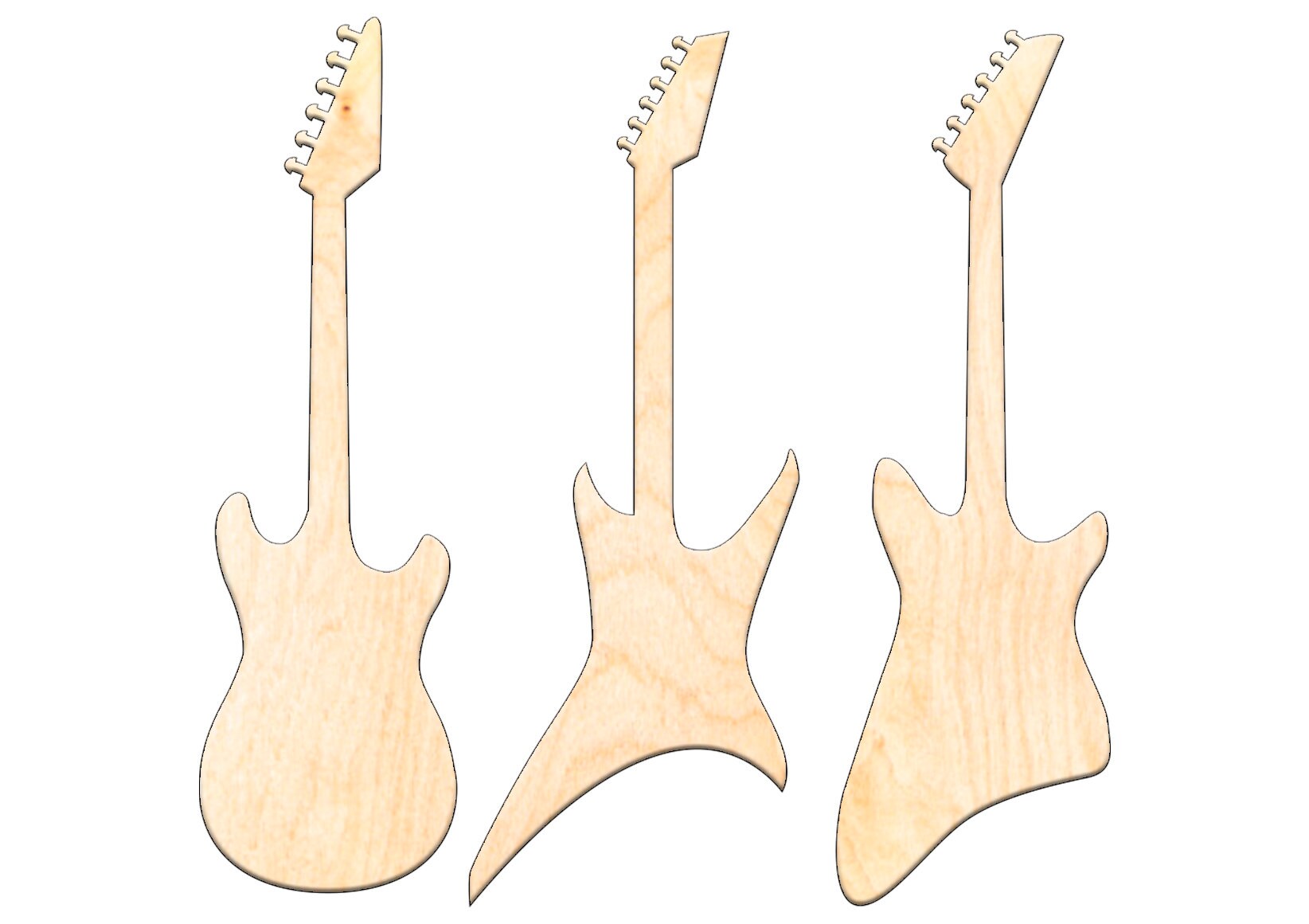 6 PCS Electric Guitar 4.5 inches Cutout Shape Wooden Crafts Etsy