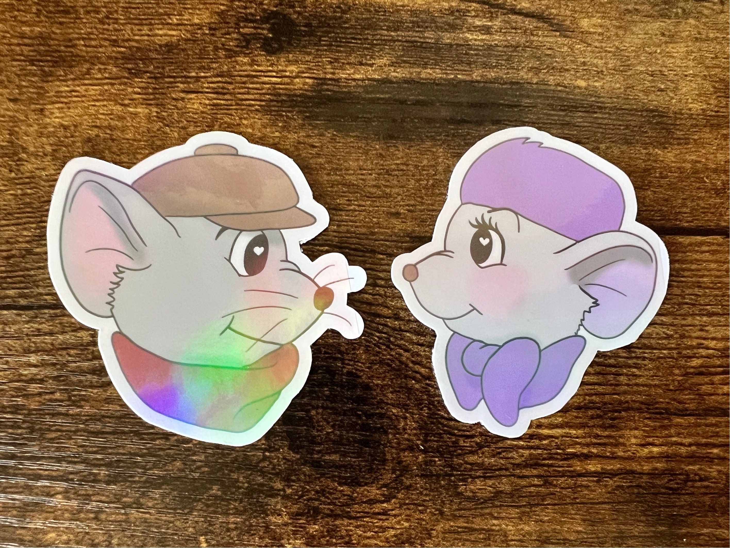 The Rescuers Down Under 3 Inch Stickers Bianca & Bernard, Wilbur, and Joanna Disney Fanart