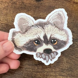 Holographic Raccoon Sticker: Water-Resistant Vinyl Decal