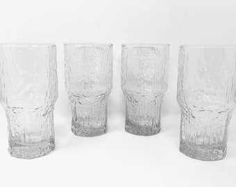 Set of Four Retro Vintage Federal Glass Company Clear “Glacier” Coolers.