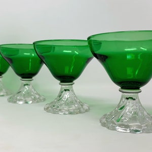 Set of Four Vintage Anchor Hocking Burple Green Champagne/Tall Sherbet Glasses/Boopie/1950’s/Mid Century