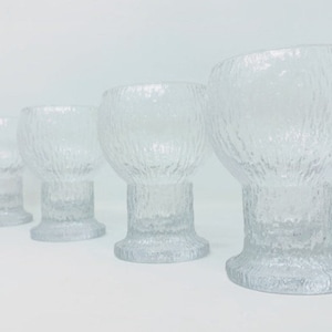 Set of Four Rare Vintage Crystal Littala Ultima Timo Sarpaneva “Kikkerit” Red Wine Glasses/Barware/1970’s/Finnish