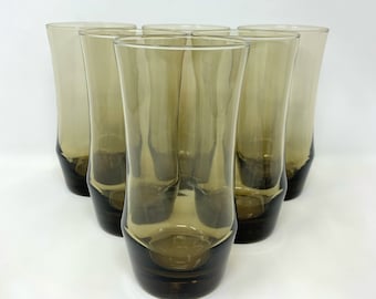 Set of Four Retro Vintage Libbey Tawny Brown “Apollo” Tumblers