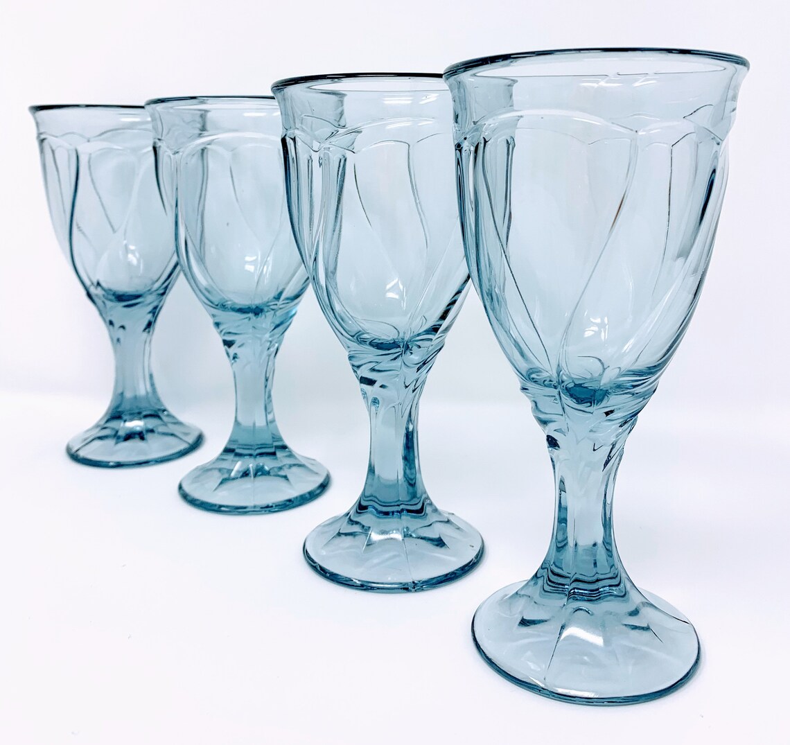 Vintage Noritake Sweet Swirl Light Blue Wine Glasses Etsy