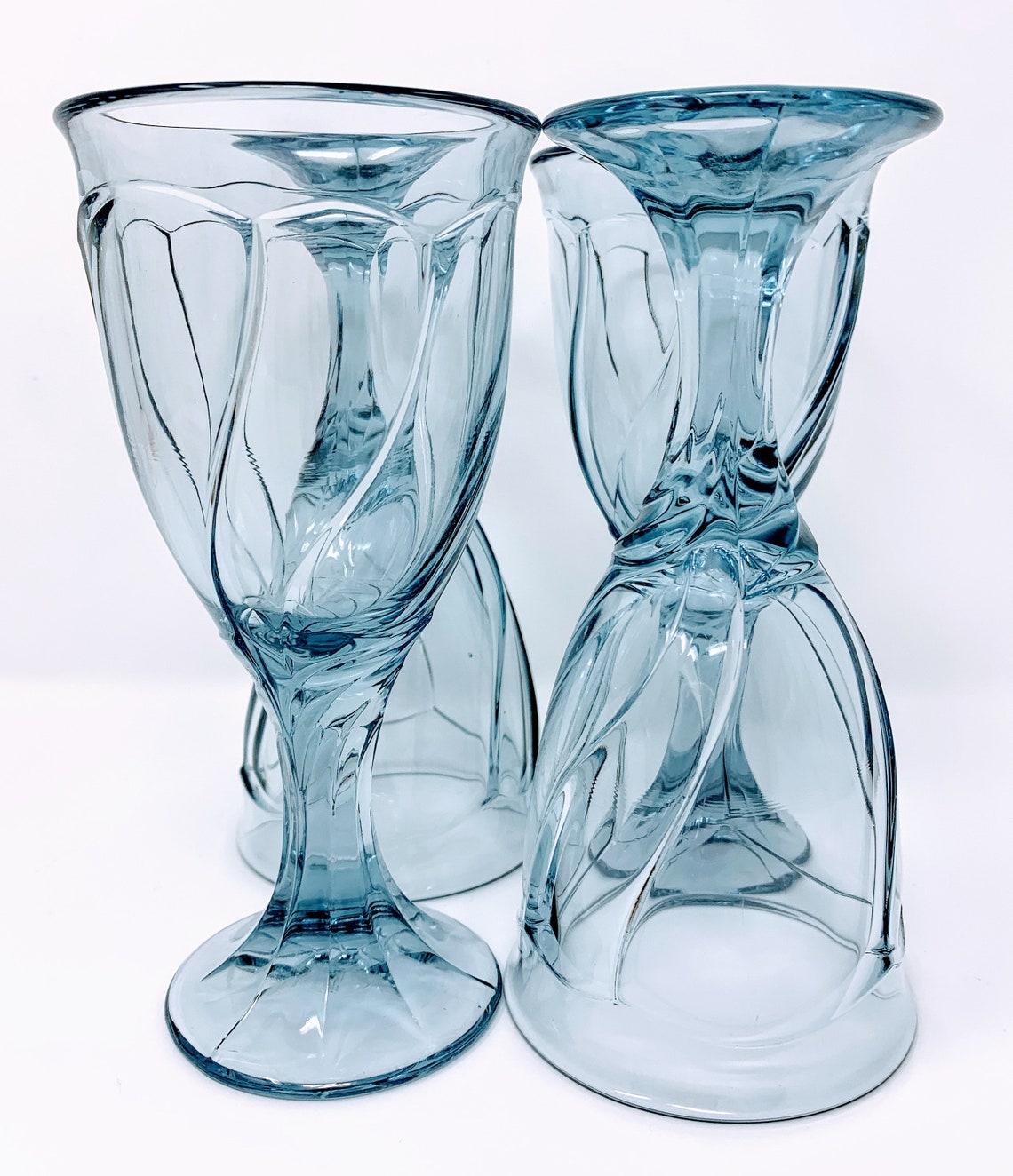 Vintage Noritake Sweet Swirl Light Blue Wine Glasses Etsy