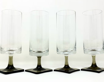 Set of Four Retro  Vintage Mid Century Rosenthal Crystal Linear Smoke Goblets/Barware/Made in Germany