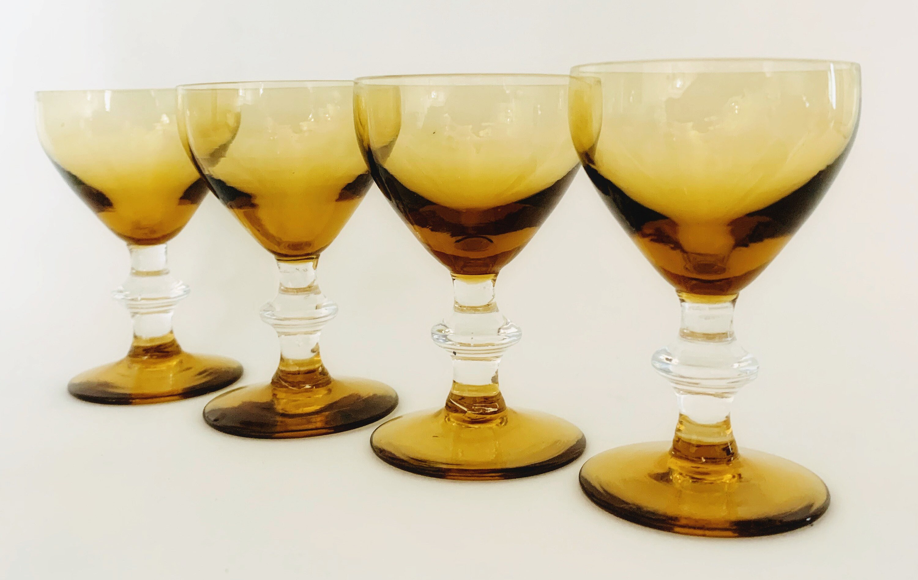 Vintage Amber Cordial Glass Set Etsy