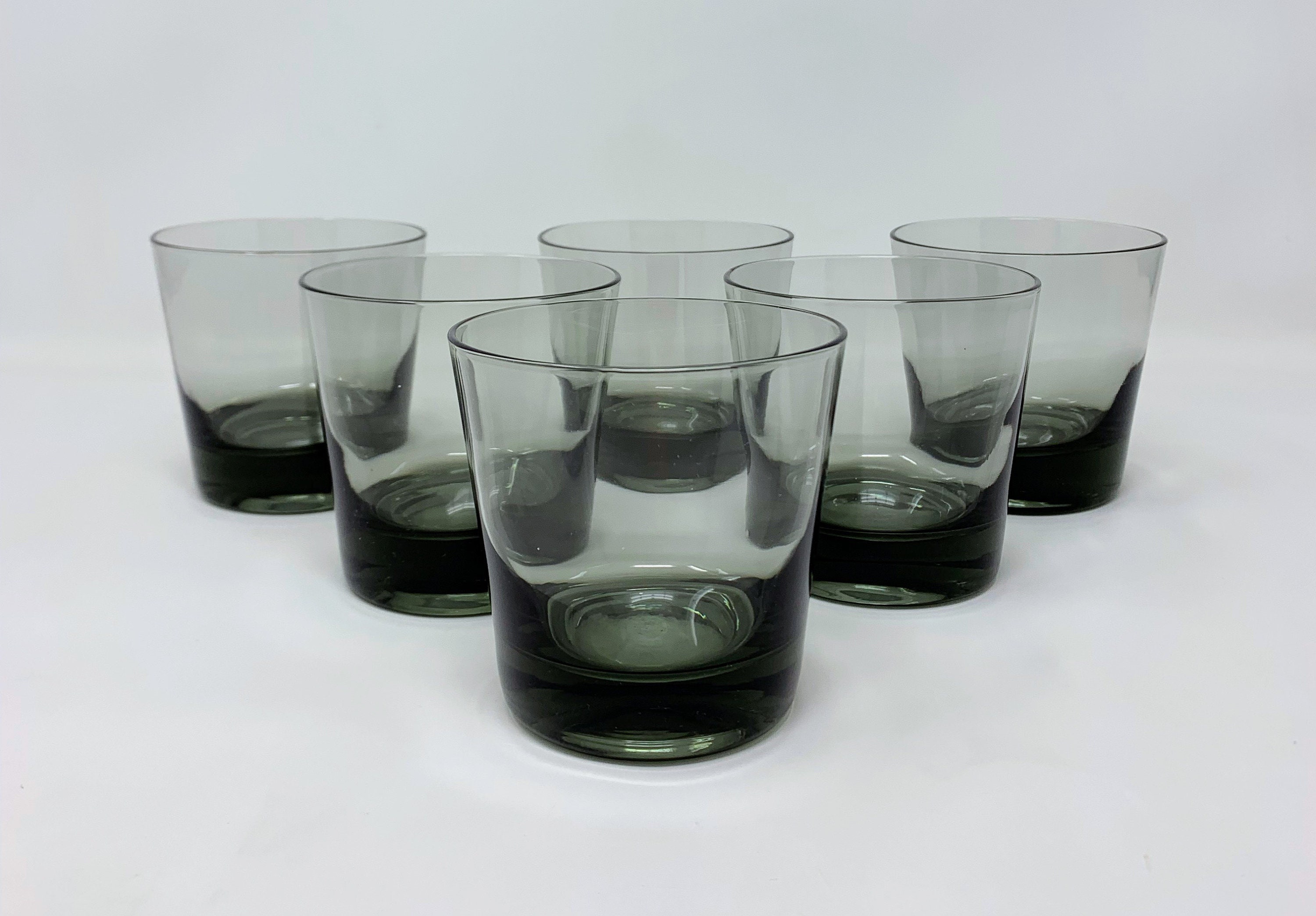 Classic Smoke Black Gray Weighted Base 4in Tall Sturdy Thick Well Made Glass  Cup
