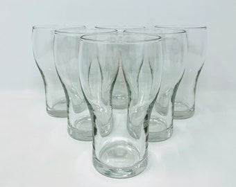 Set of Six Retro Vintage Clear Glasses