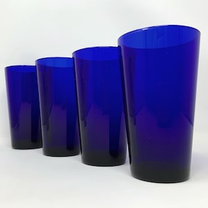 Four Retro Vintage Libbey Flared Cobalt Coolers