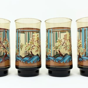 Set of Four Retro Vintage Yvette Perrin Smoked Brown Tumblers/1970’s