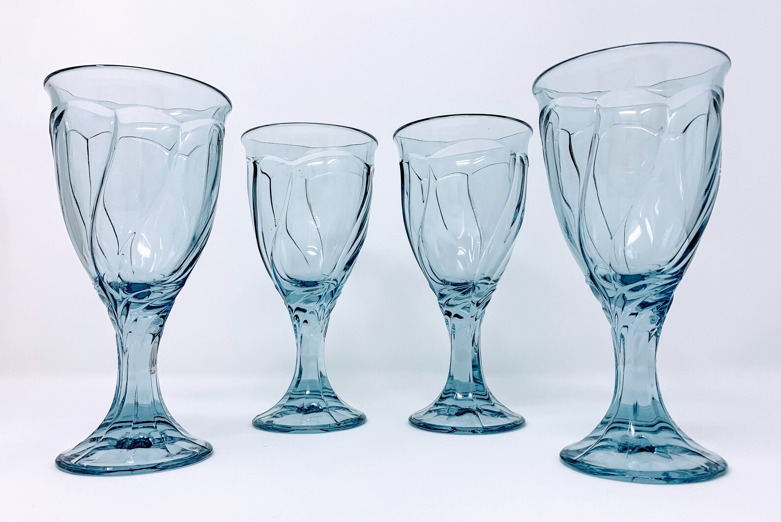 Vintage Noritake Sweet Swirl Light Blue Wine Glasses Etsy