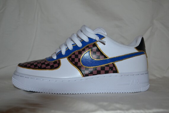 tan checkered air force ones