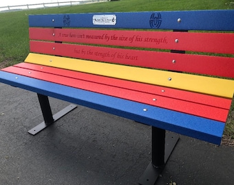 Memorial Buddy Bench with Spideman graphics (Whatever you want)~ One friend can change your whole life