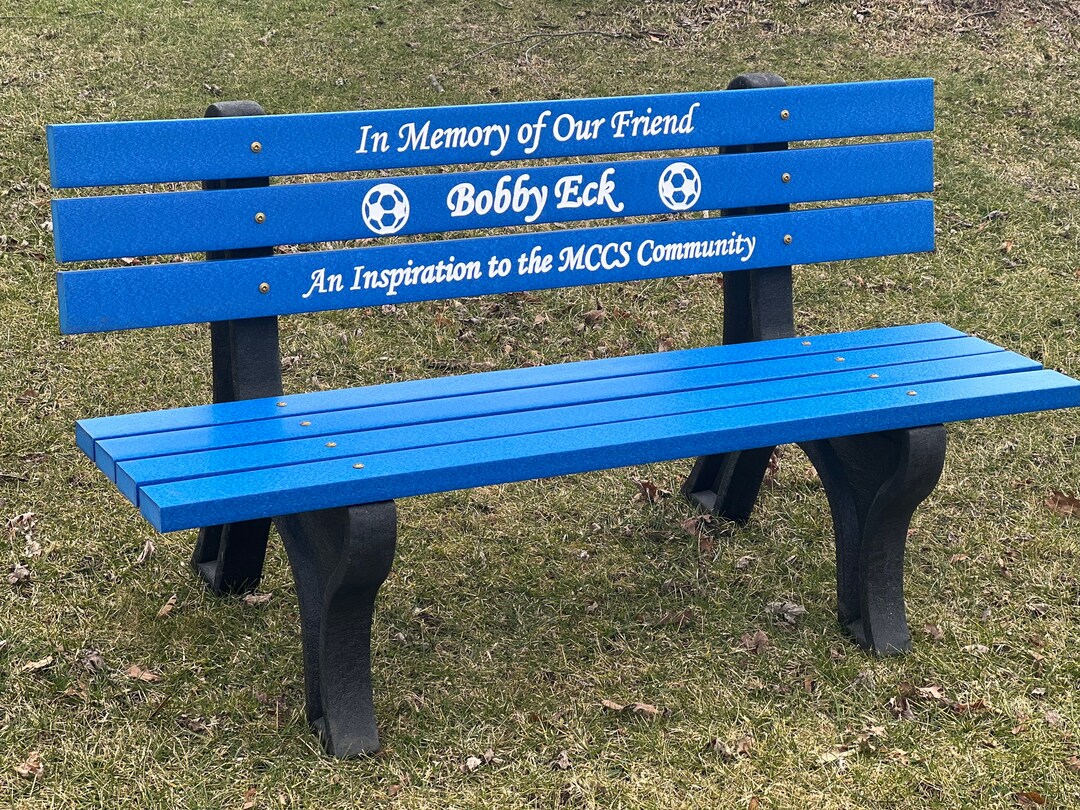 Memorial Park Bench With Epoxy Filled Lettering Etsy
