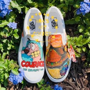Courage the cowardly dog hand painted shoes
