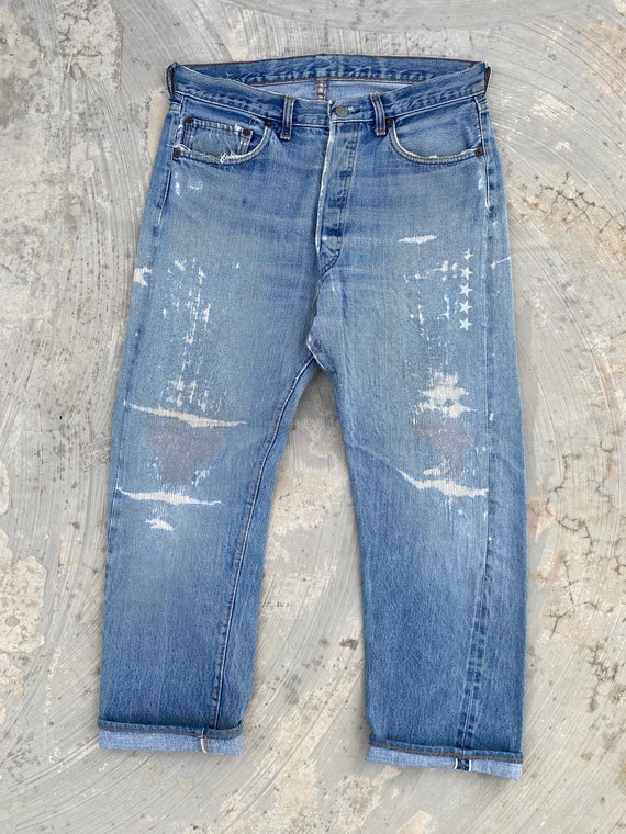 W34 Vintage 70s Levis 501 Redline #6 Selvedge Jeans SS66 Single