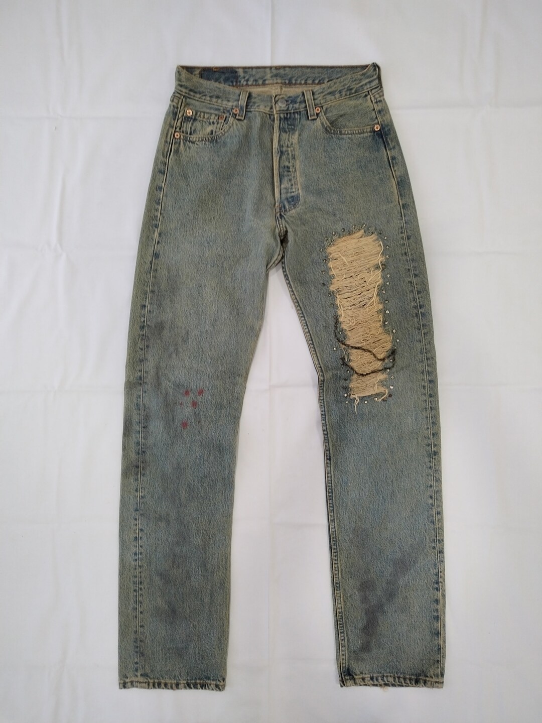 W29 Reworked 90s Levis 501 USA With Studded and Distressed