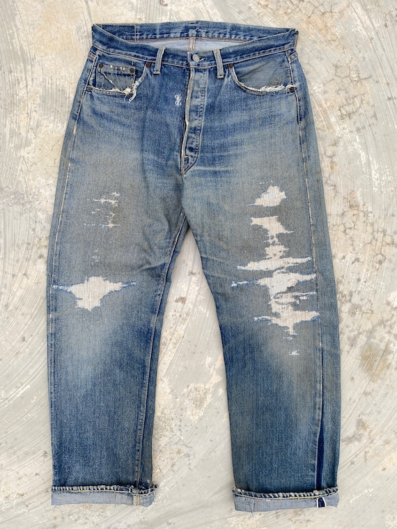 Buy W33 Vintage 60s Levis 501 Big E V-stitch #6 Selvedge Jeans 